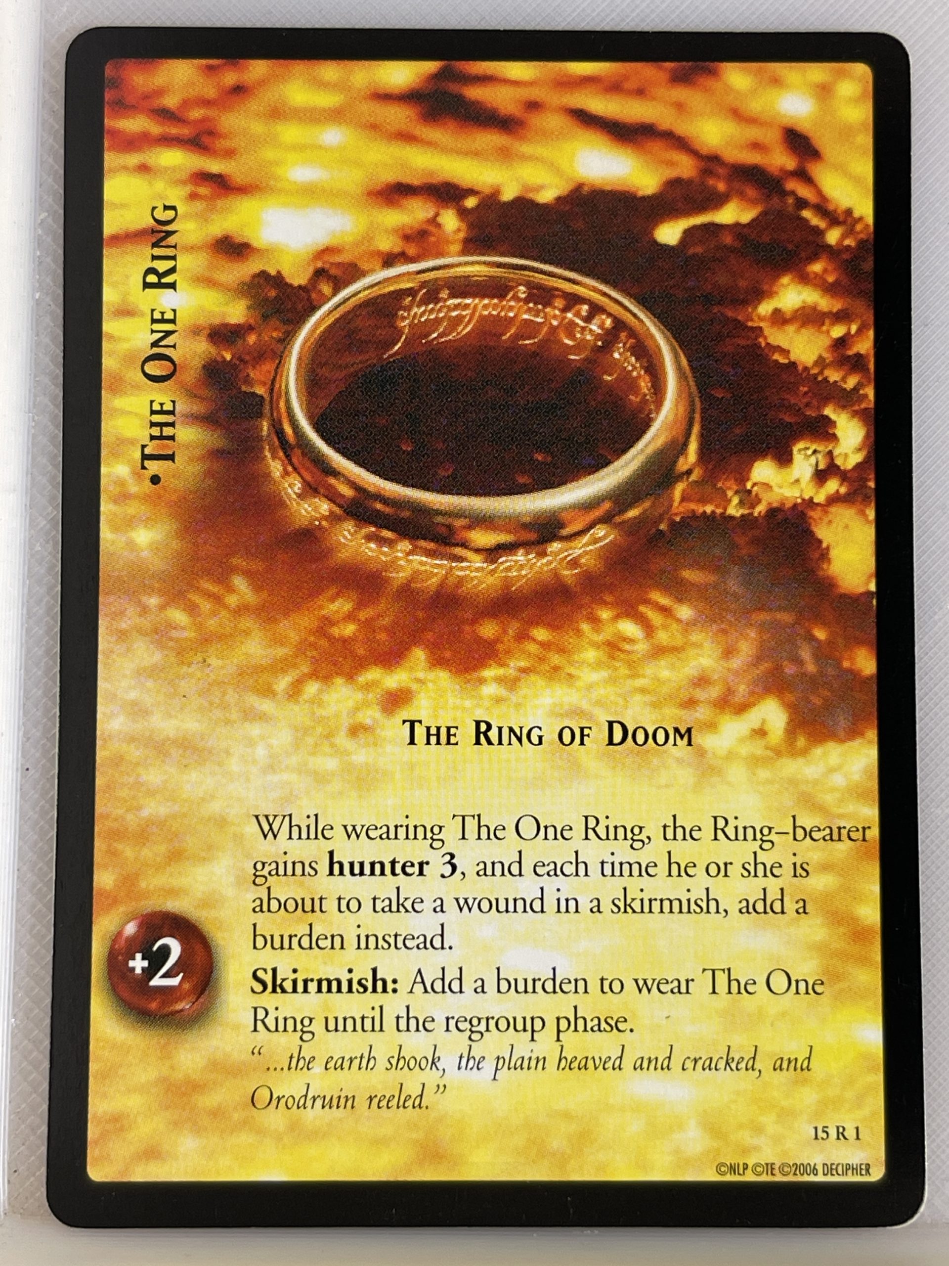 LORD OF THE RINGS TCG THE HUNTERS RARE CARD 15R1 THE ONE RING ex