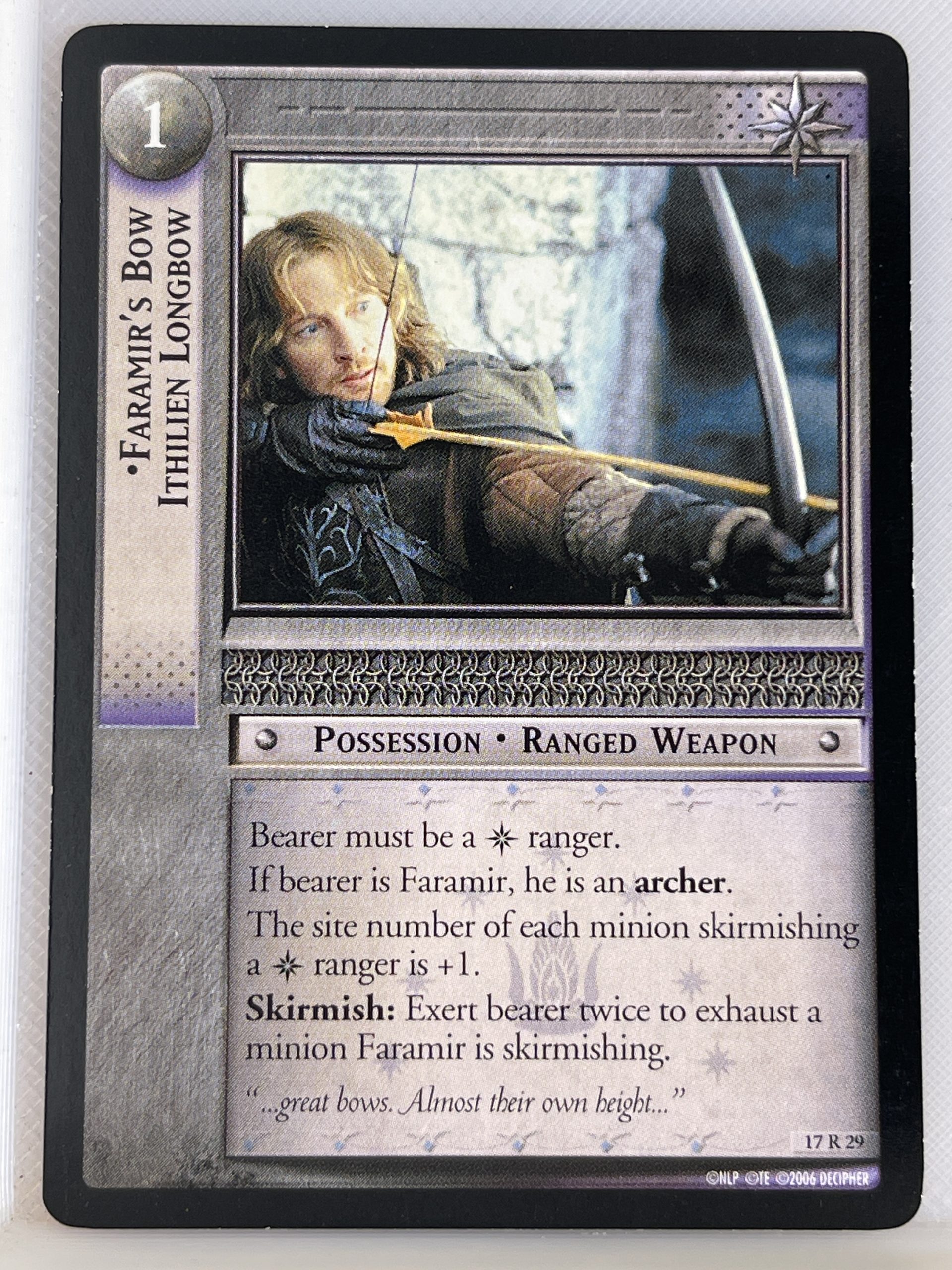 LORD OF THE RINGS TCG RISE OF SARUMAN RARE CARD 17R29 FARAMIR'S BOW lp