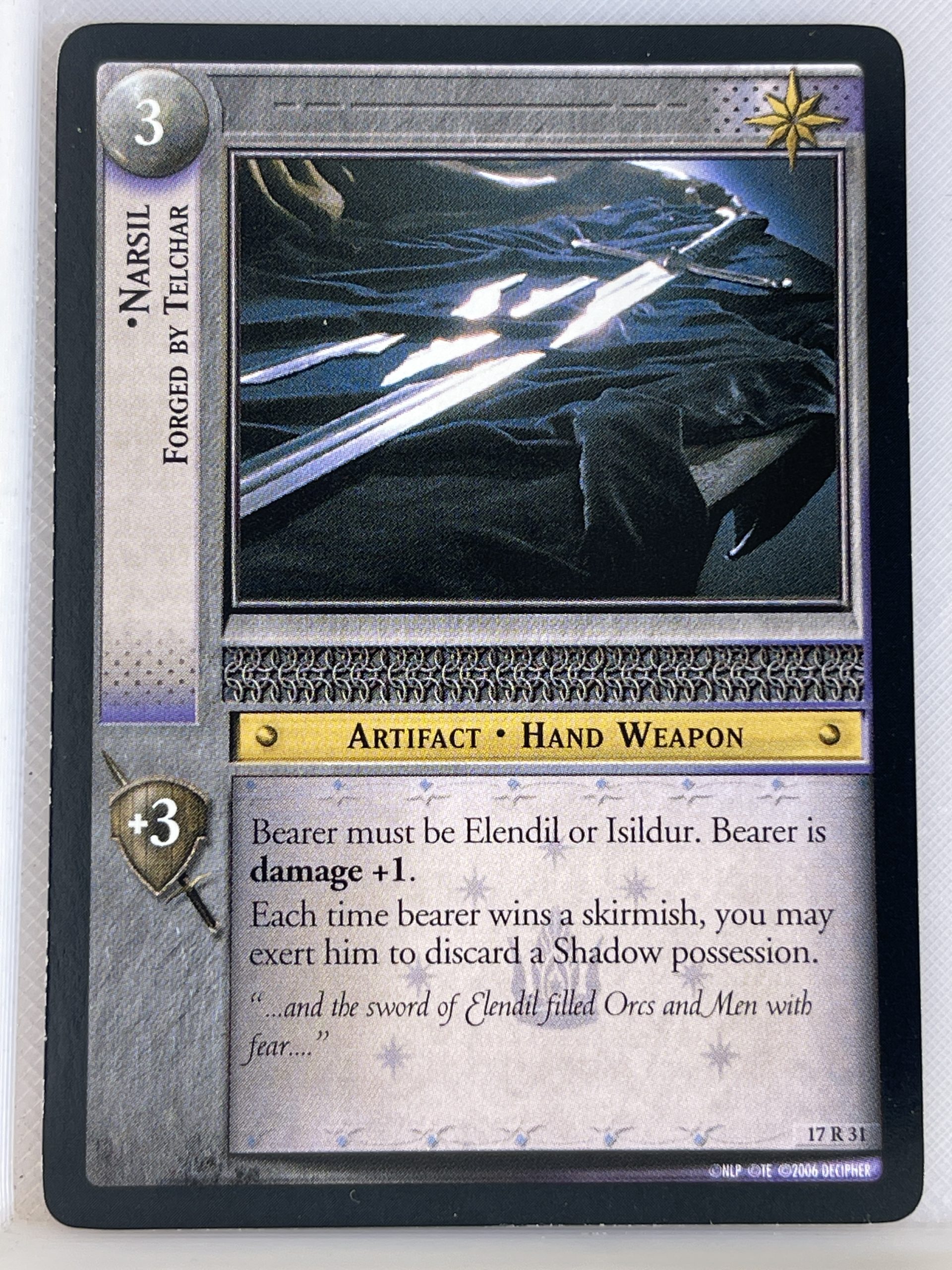 LORD OF THE RINGS TCG RISE OF SARUMAN RARE CARD 17R31 NARSIL lp