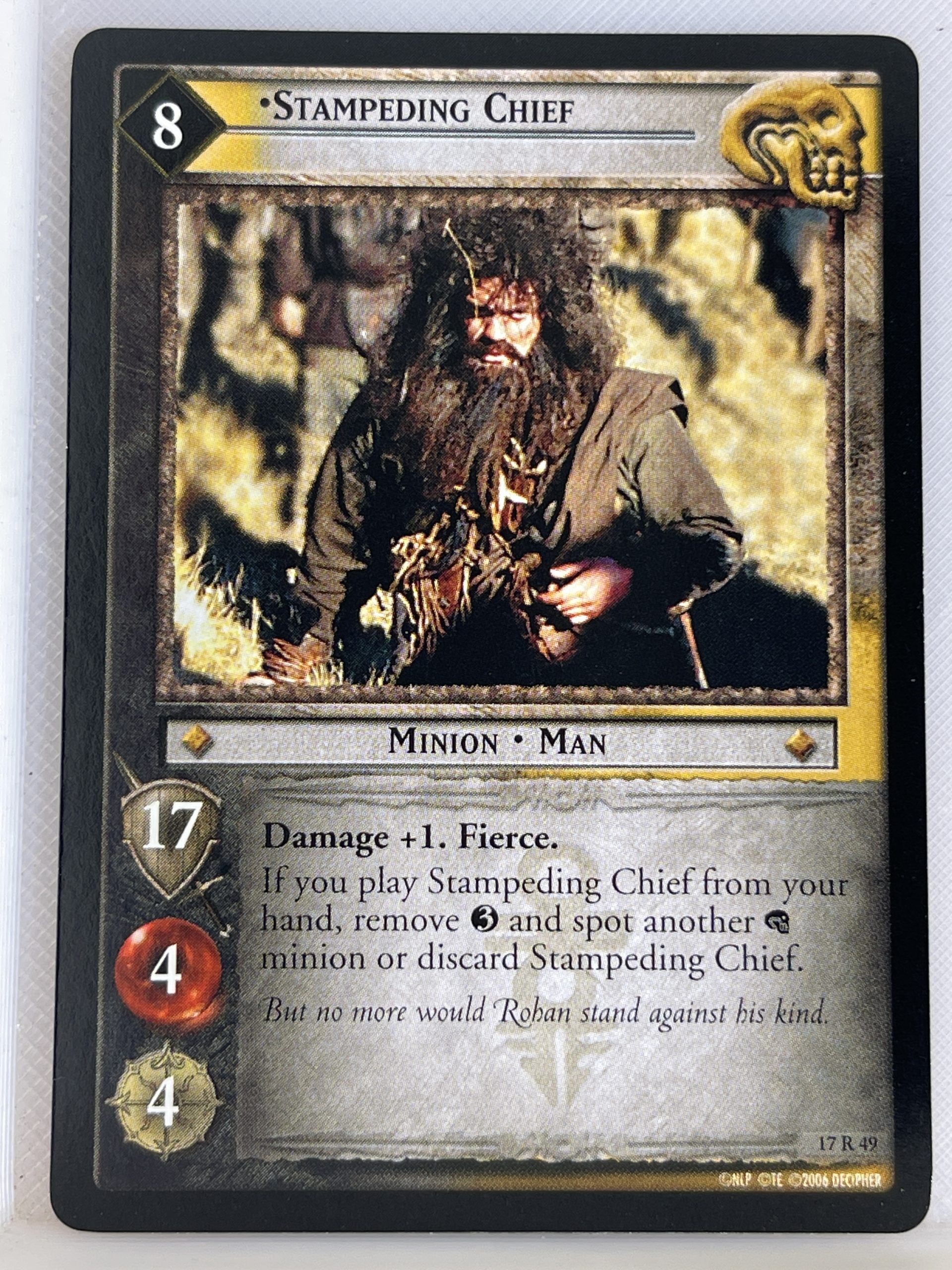 LORD OF THE RINGS TCG RISE OF SARUMAN RARE CARD 17R49 STAMPEDING CHIEF ex