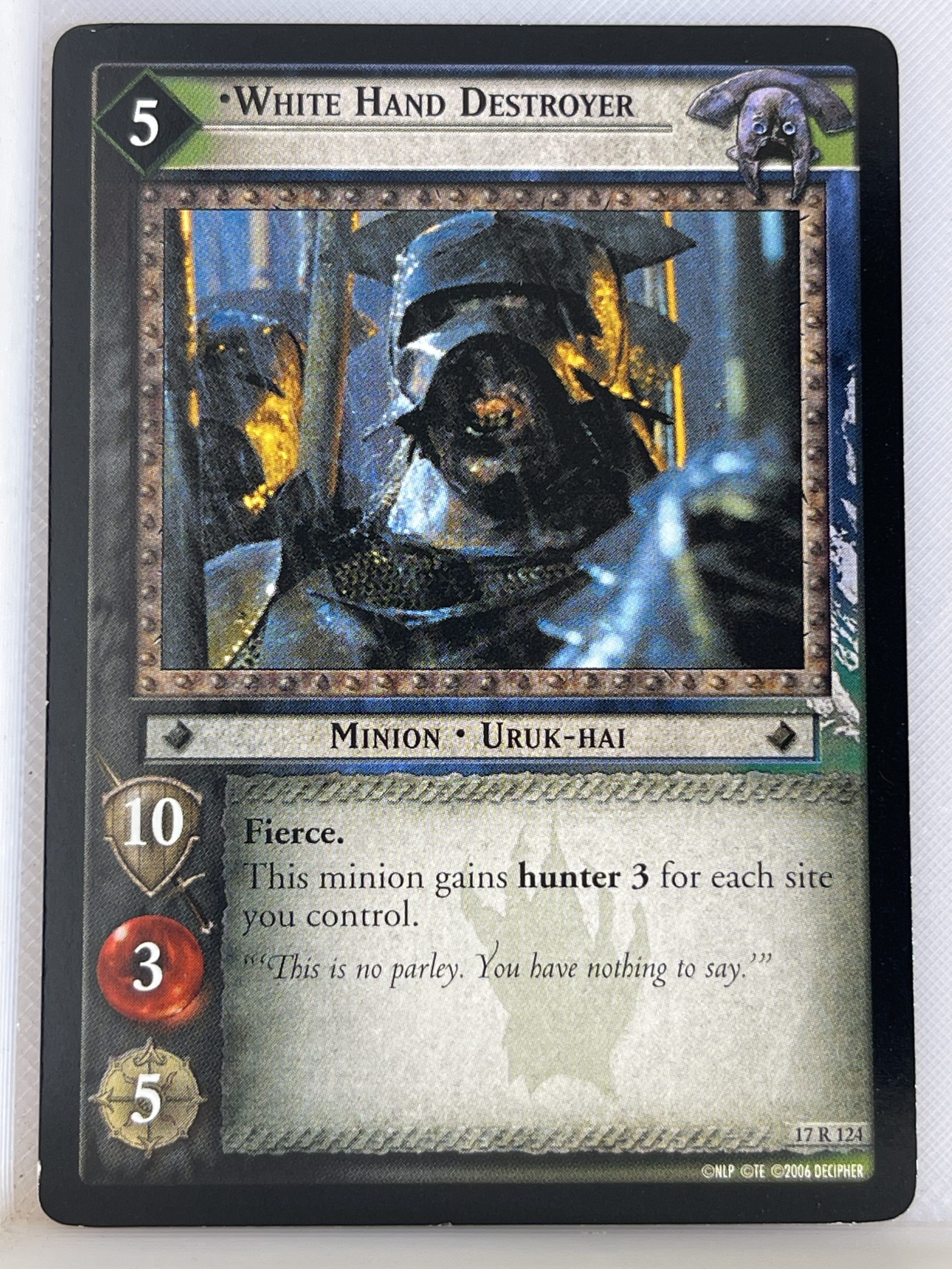 LORD OF THE RINGS TCG RISE OF SARUMAN RARE CARD 17R124 WHITE HAND DESTROYER lp