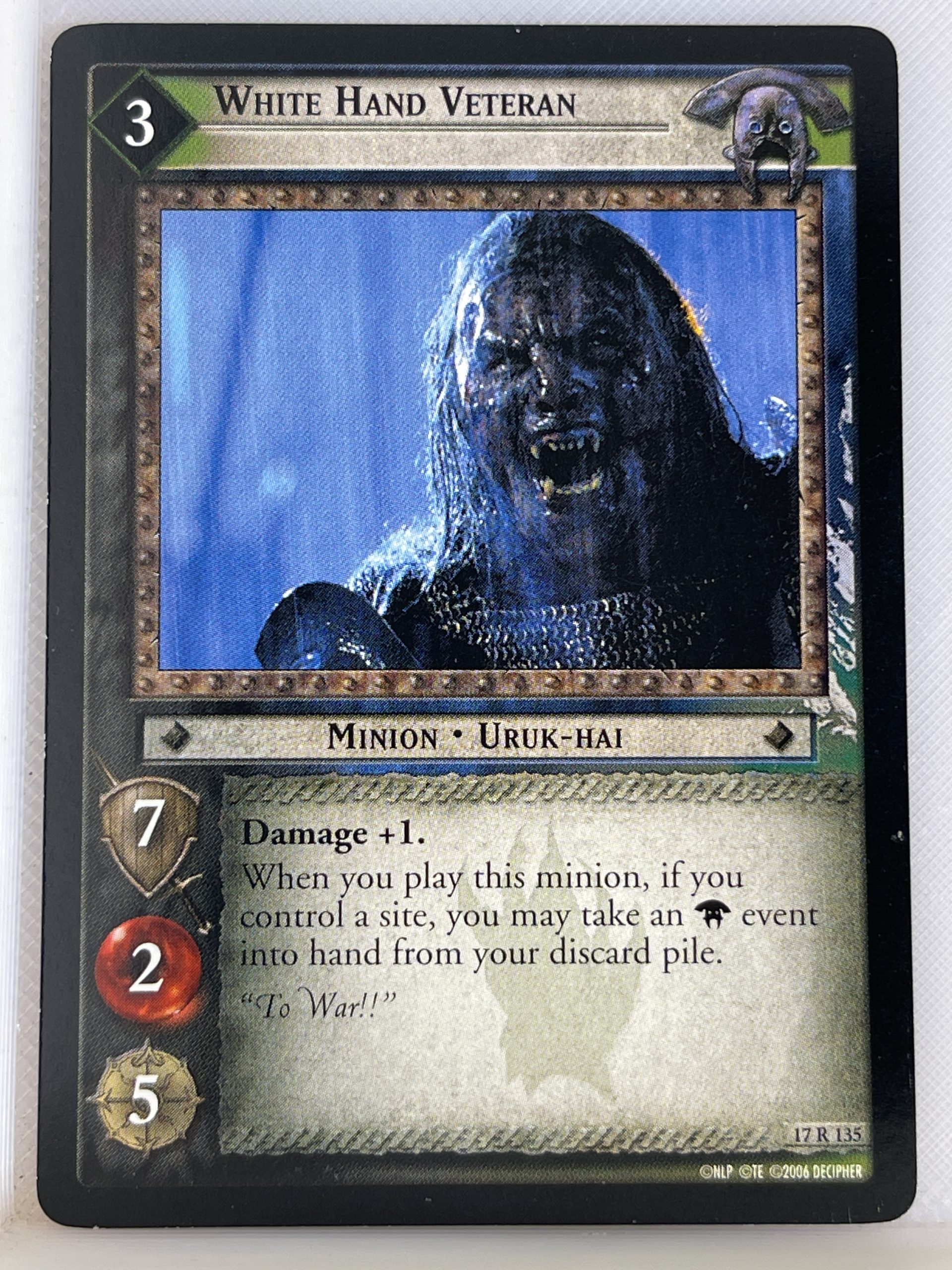 LORD OF THE RINGS TCG RISE OF SARUMAN RARE CARD 17R135 WHITE HAND VETERAN lp