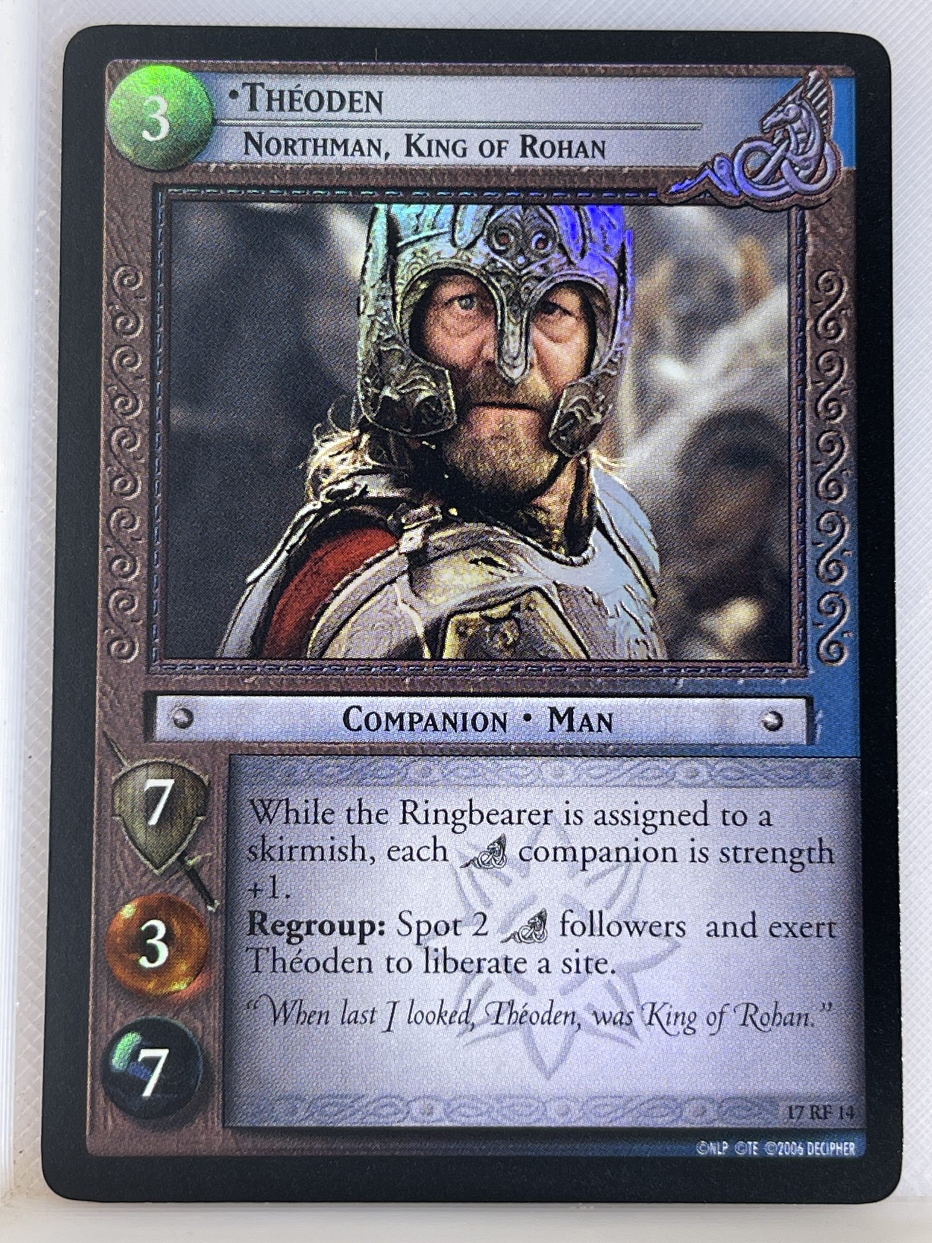 LORD OF THE RINGS TCG RISE OF SARUMAN RARE CARD 17RF14 THEODEN ex