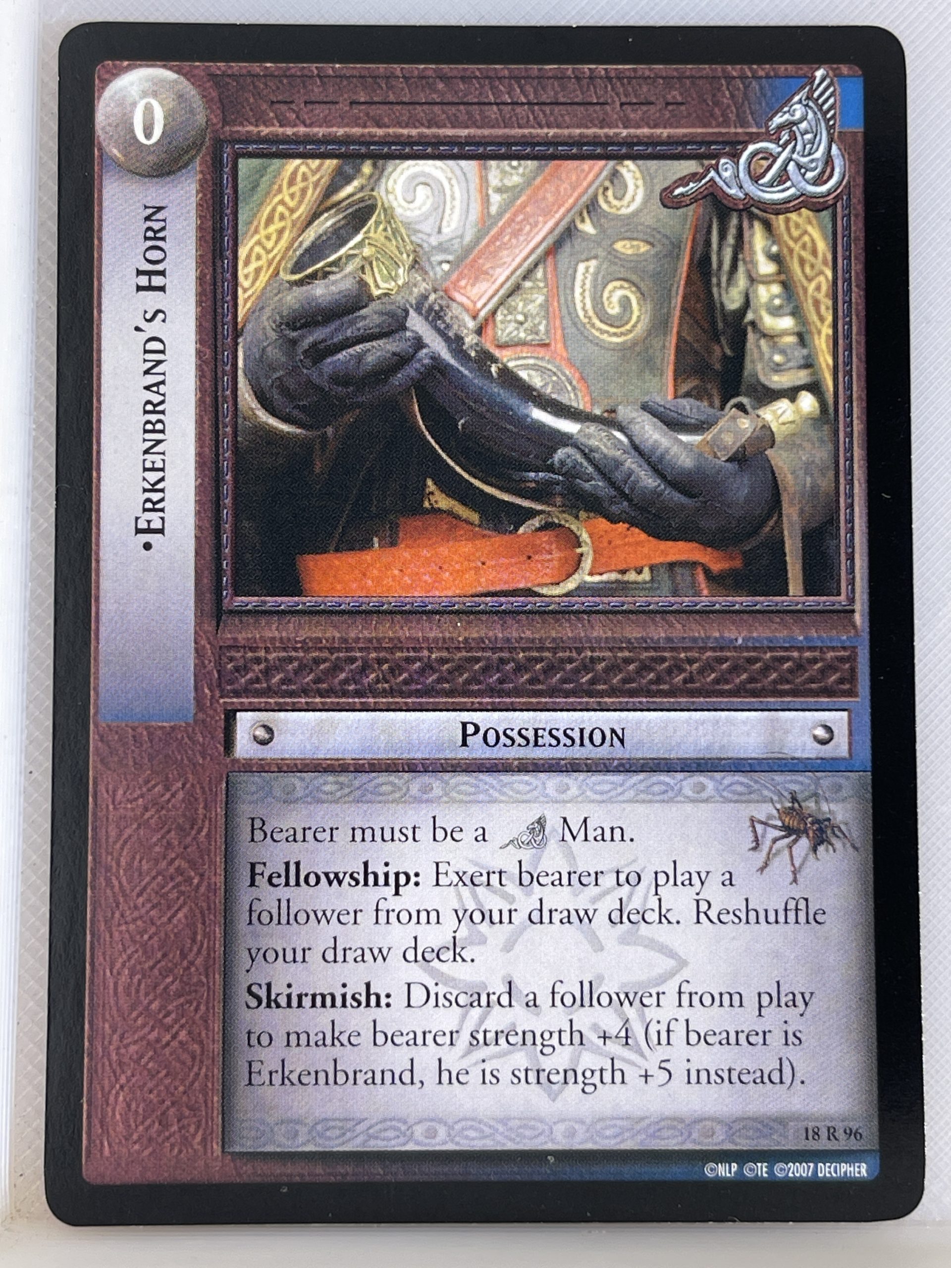 LORD OF THE RINGS TCG TREACHERY & DECEIT RARE CARD 18R96 ERKENBRAND'S HORN lp