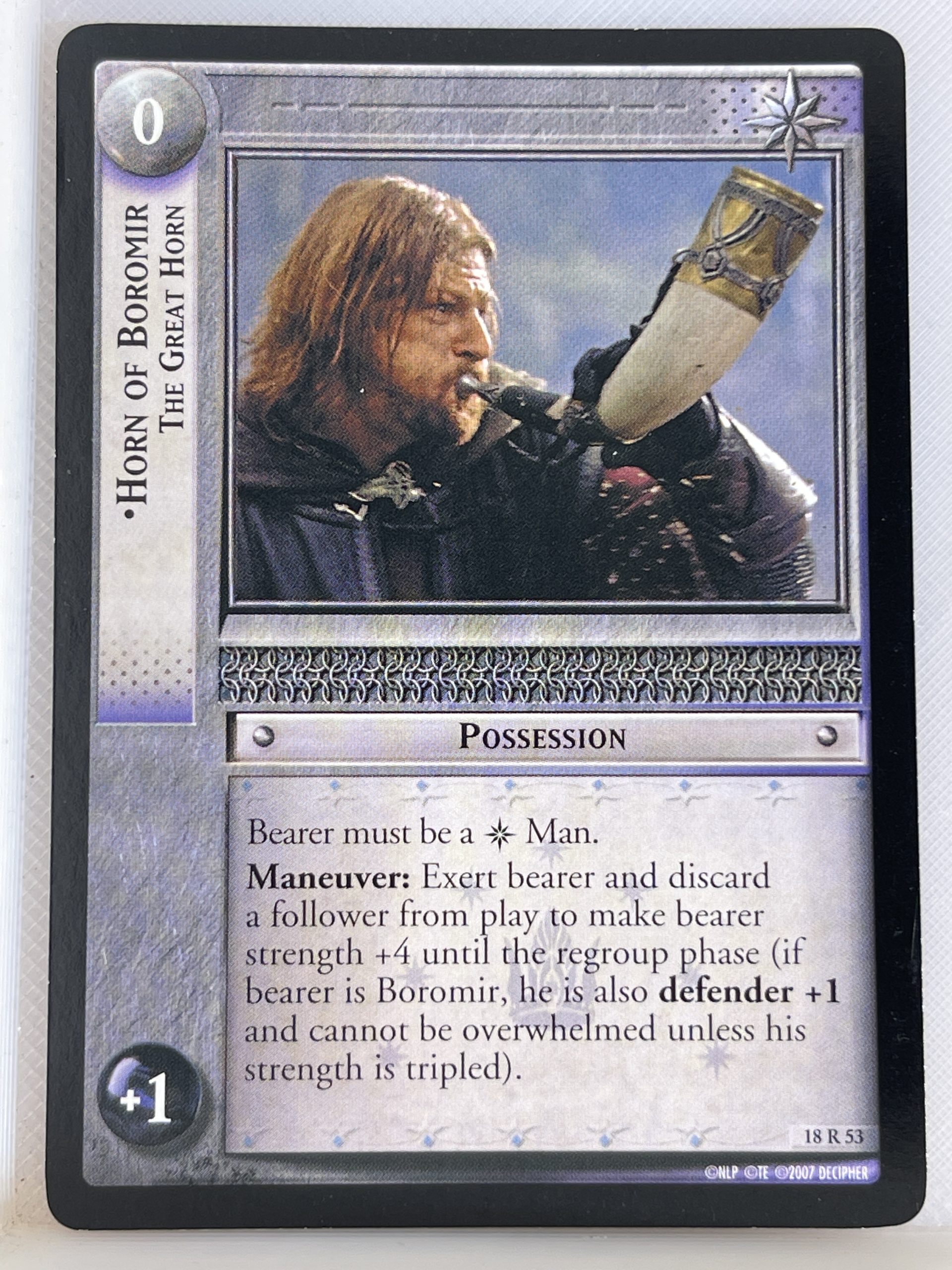 LORD OF THE RINGS TCG TREACHERY & DECEIT RARE CARD 18R53 HORN OF BOROMIR lp