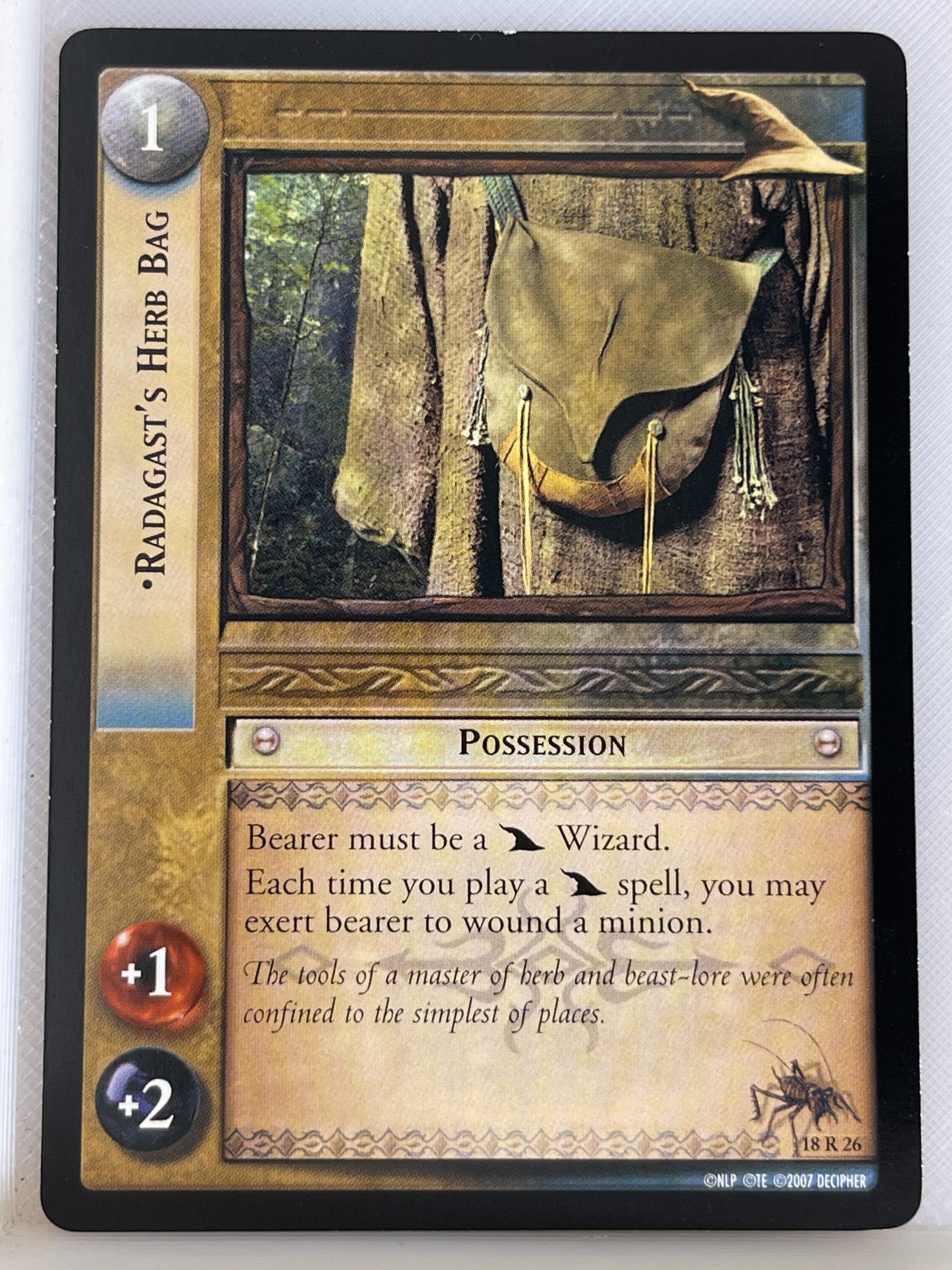 LORD OF THE RINGS TCG TREACHERY & DECEIT RARE CARD 18R26 RADAGAST'S HERB BAG lp