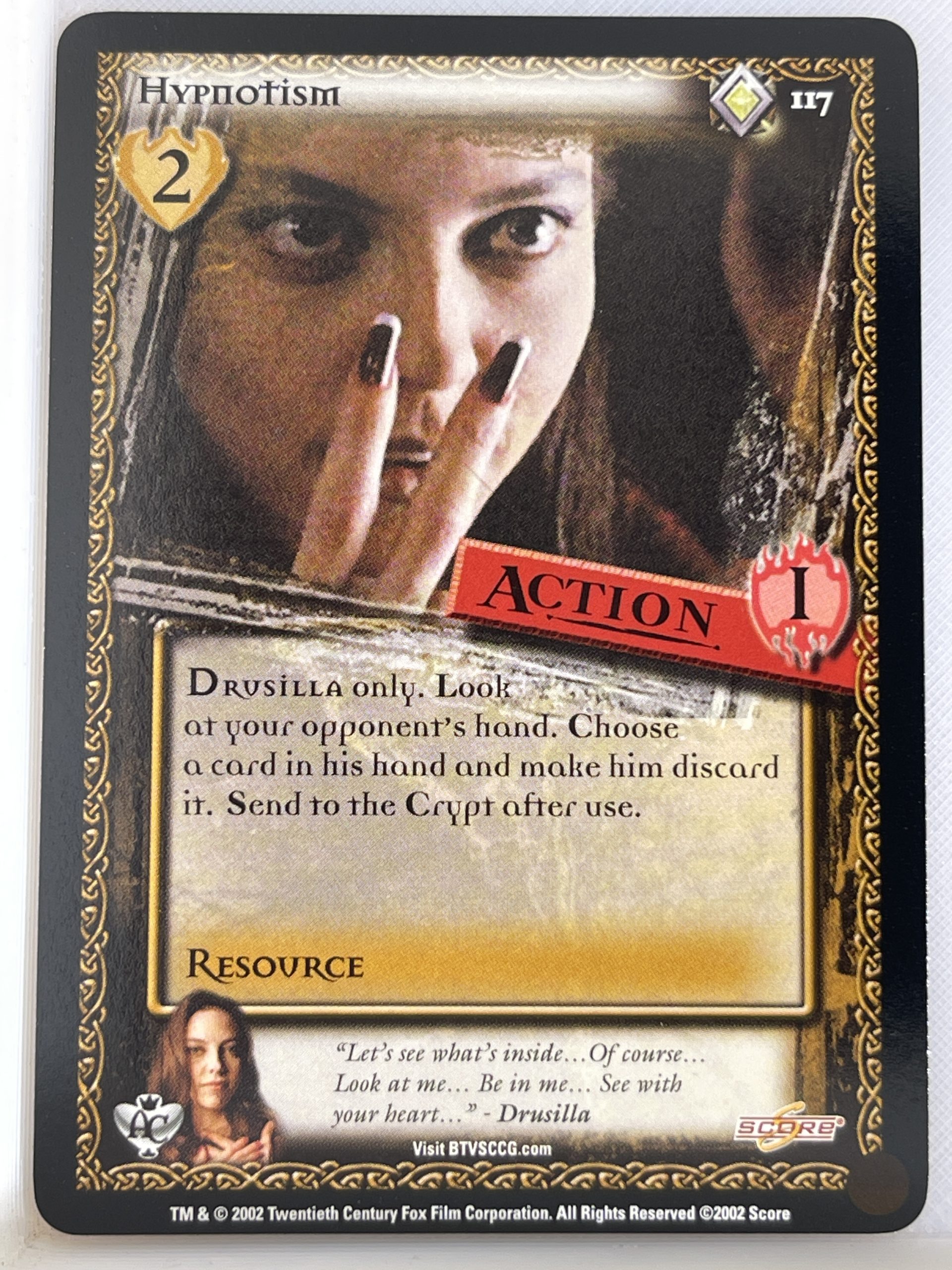 BUFFY THE VAMPIRE SLAYER CCG ANGEL'S CURSE UNL RARE 117 HYPNOTISM ex