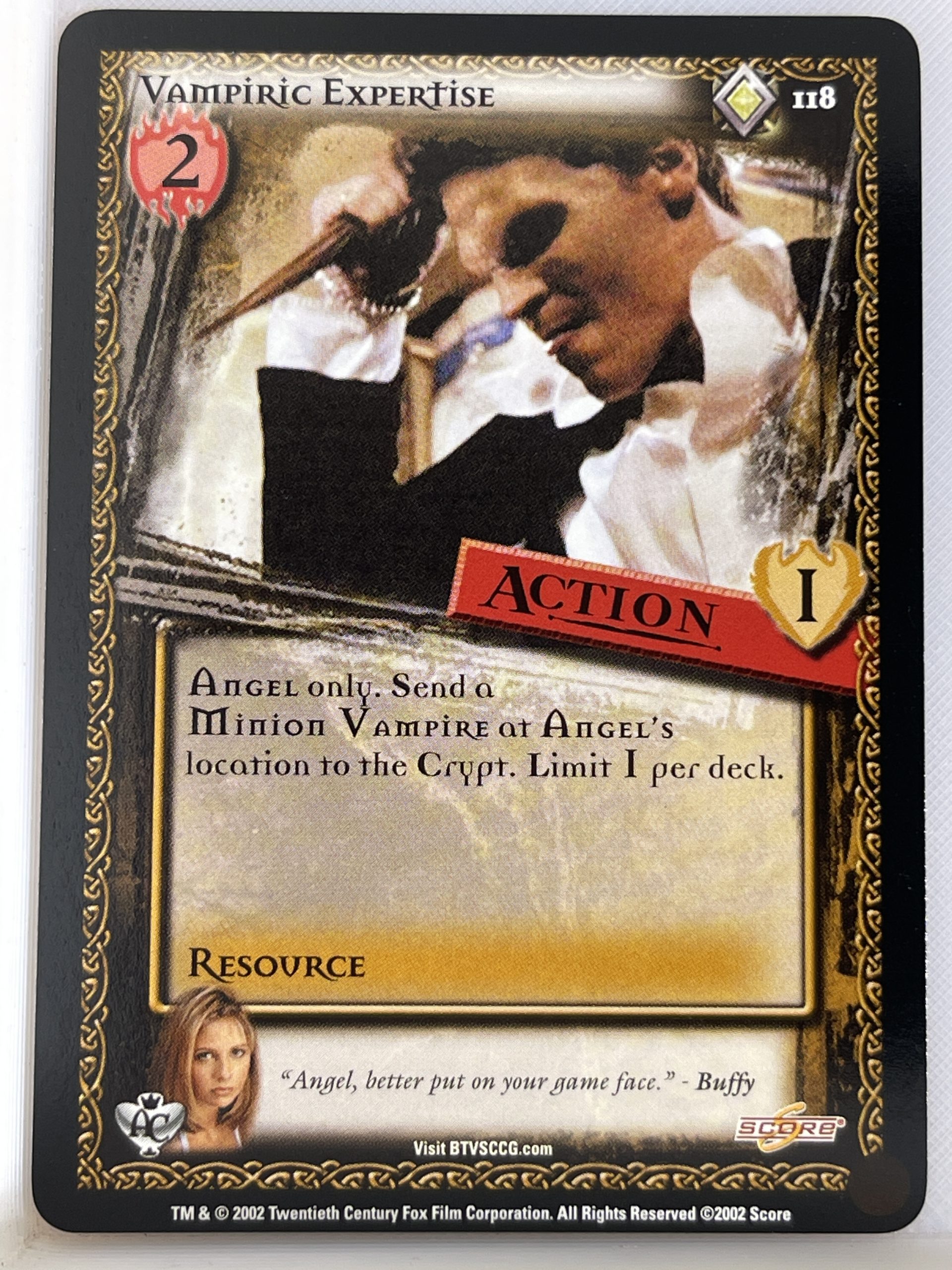 BUFFY THE VAMPIRE SLAYER CCG ANGEL'S CURSE UNL RARE 118 VAMPIRIC EXPERTISE ex