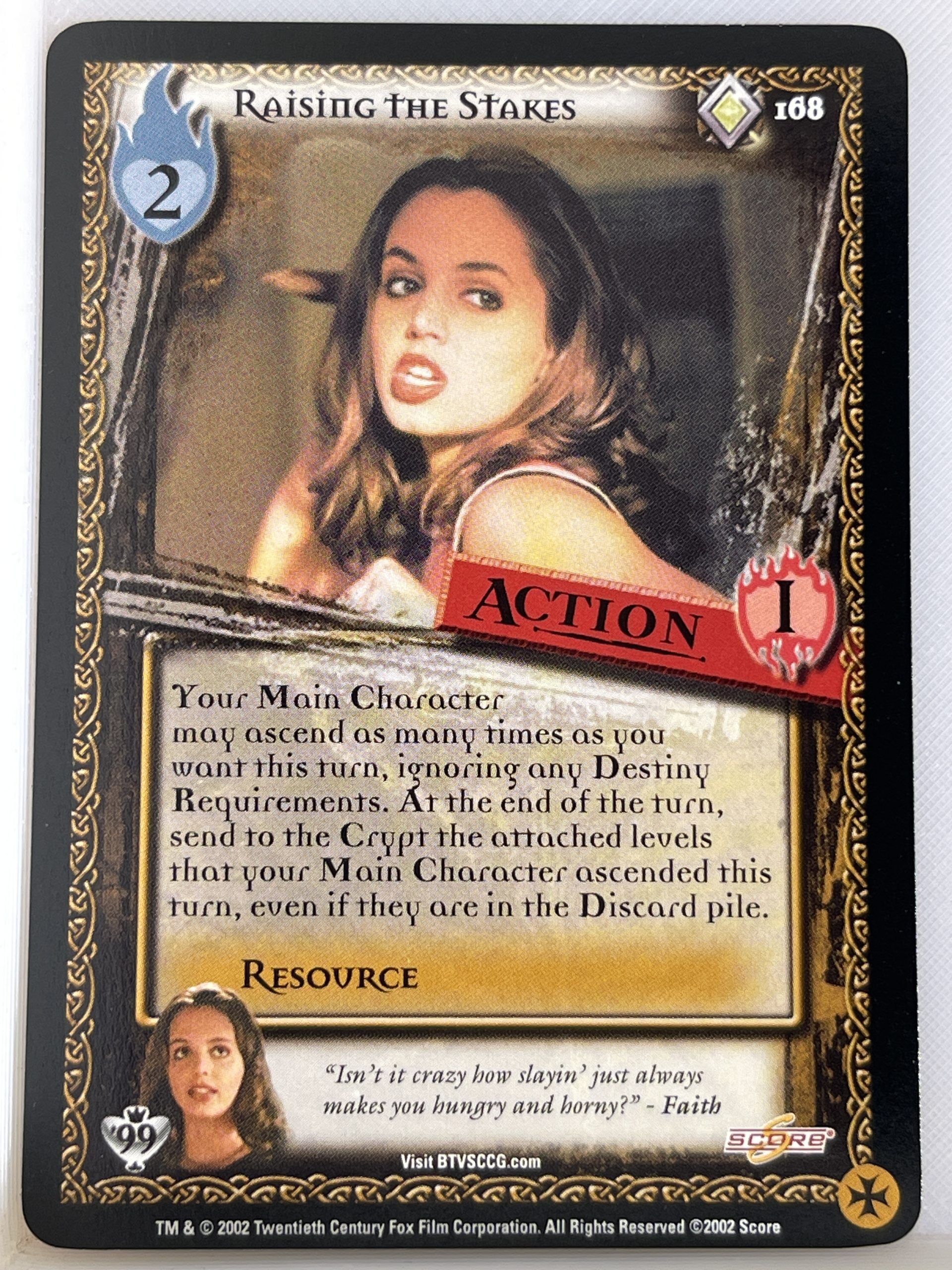 BUFFY THE VAMPIRE SLAYER CCG CLASS OF 99 LTD RARE CARD 168 RAISING THE STAKES ex