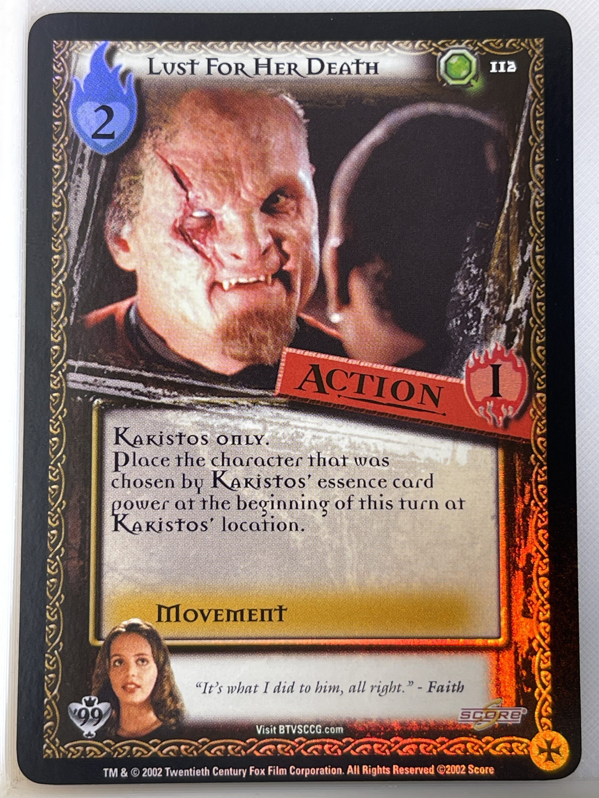 BUFFY THE VAMPIRE SLAYER CCG CLASS OF 99 LTD FOIL 112 LUST FOR HER DEATH ex