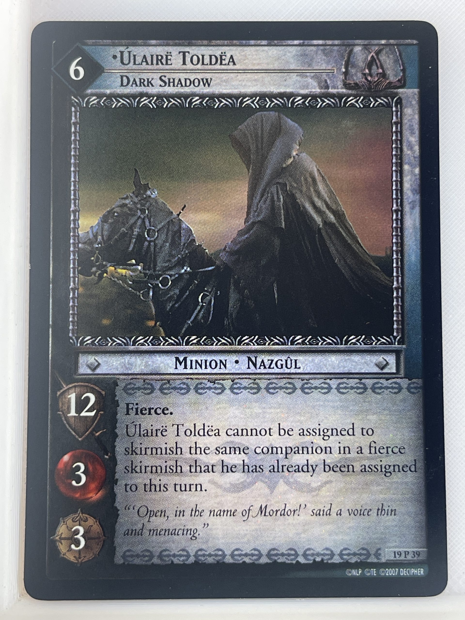 LORD OF THE RINGS TCG AGES END FOIL CARD 19P39 ULAIRE TOLDEA ex