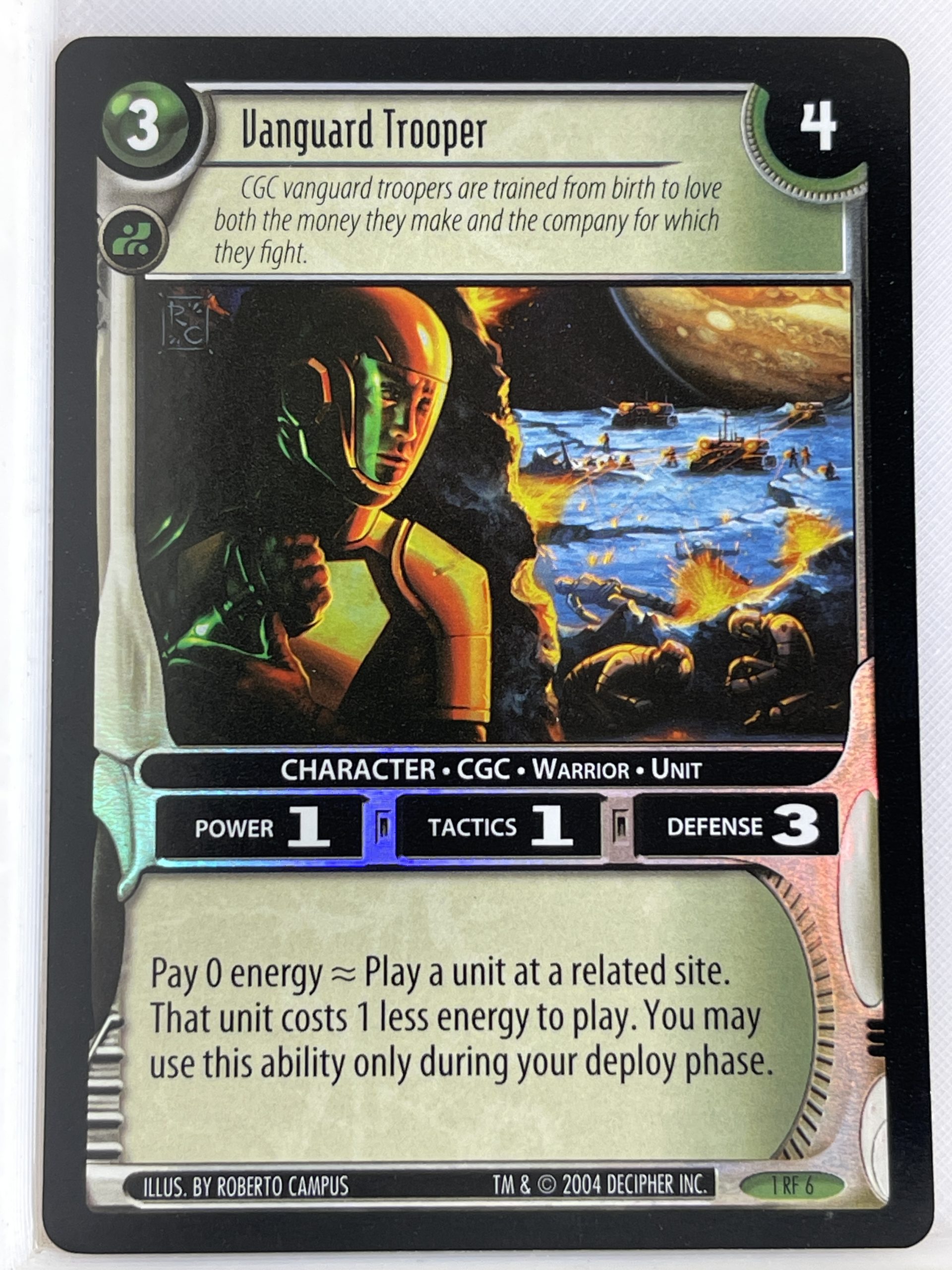WARS TCG, INCURSION FOIL CARD 1RF 6 VANGUARD TROOPER ex