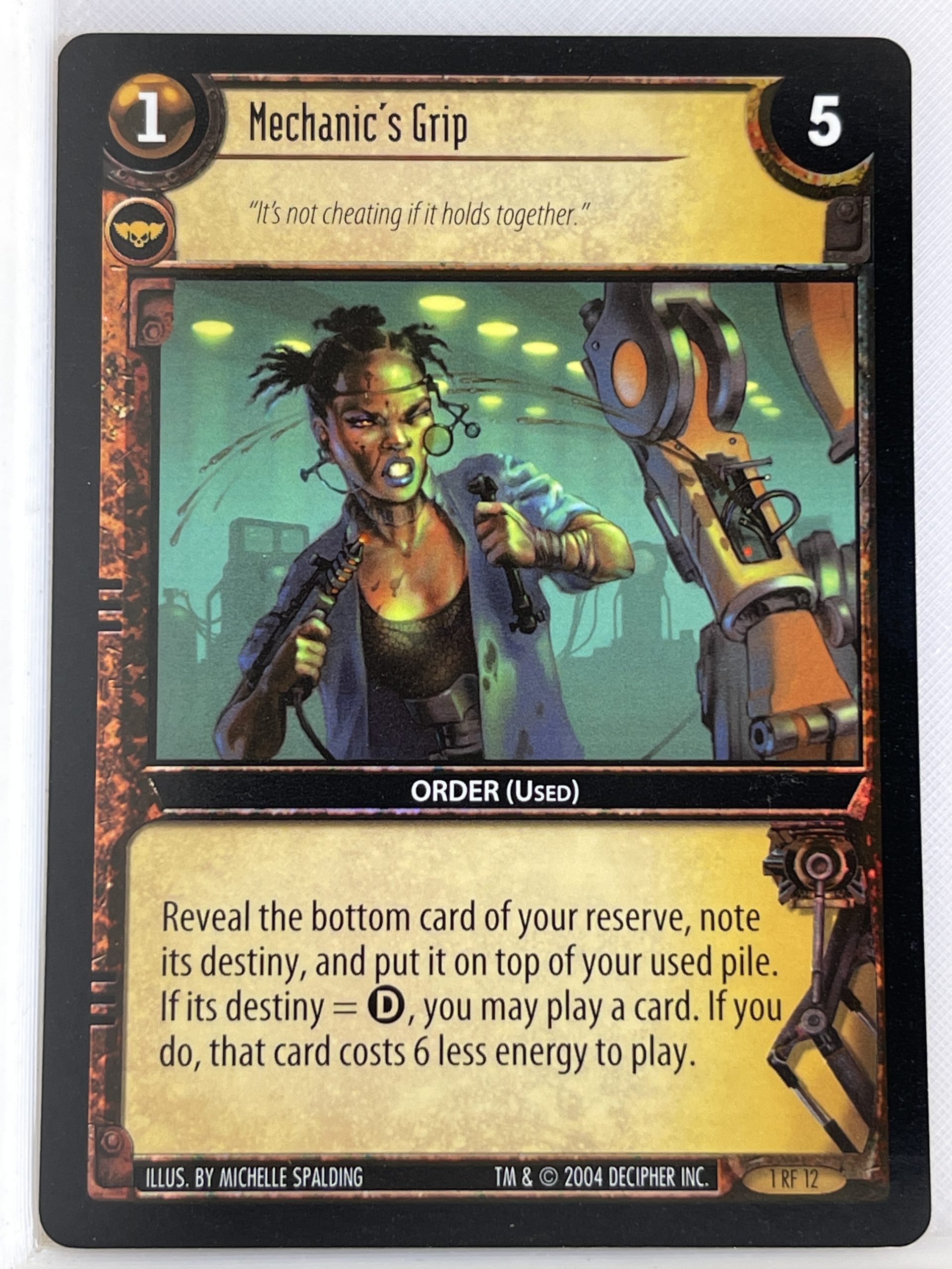 WARS TCG, INCURSION FOIL CARD 1RF 12 MECHANIC'S GRIP ex