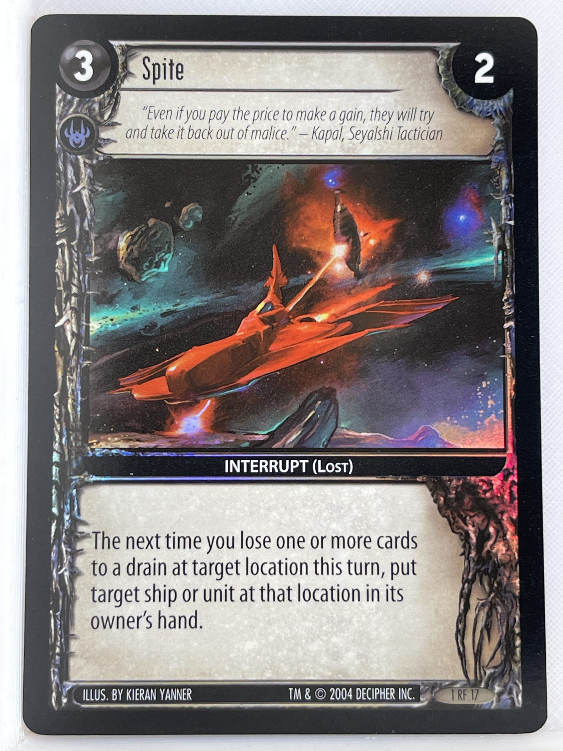 WARS TCG, INCURSION FOIL CARD 1RF 17 SPITE ex