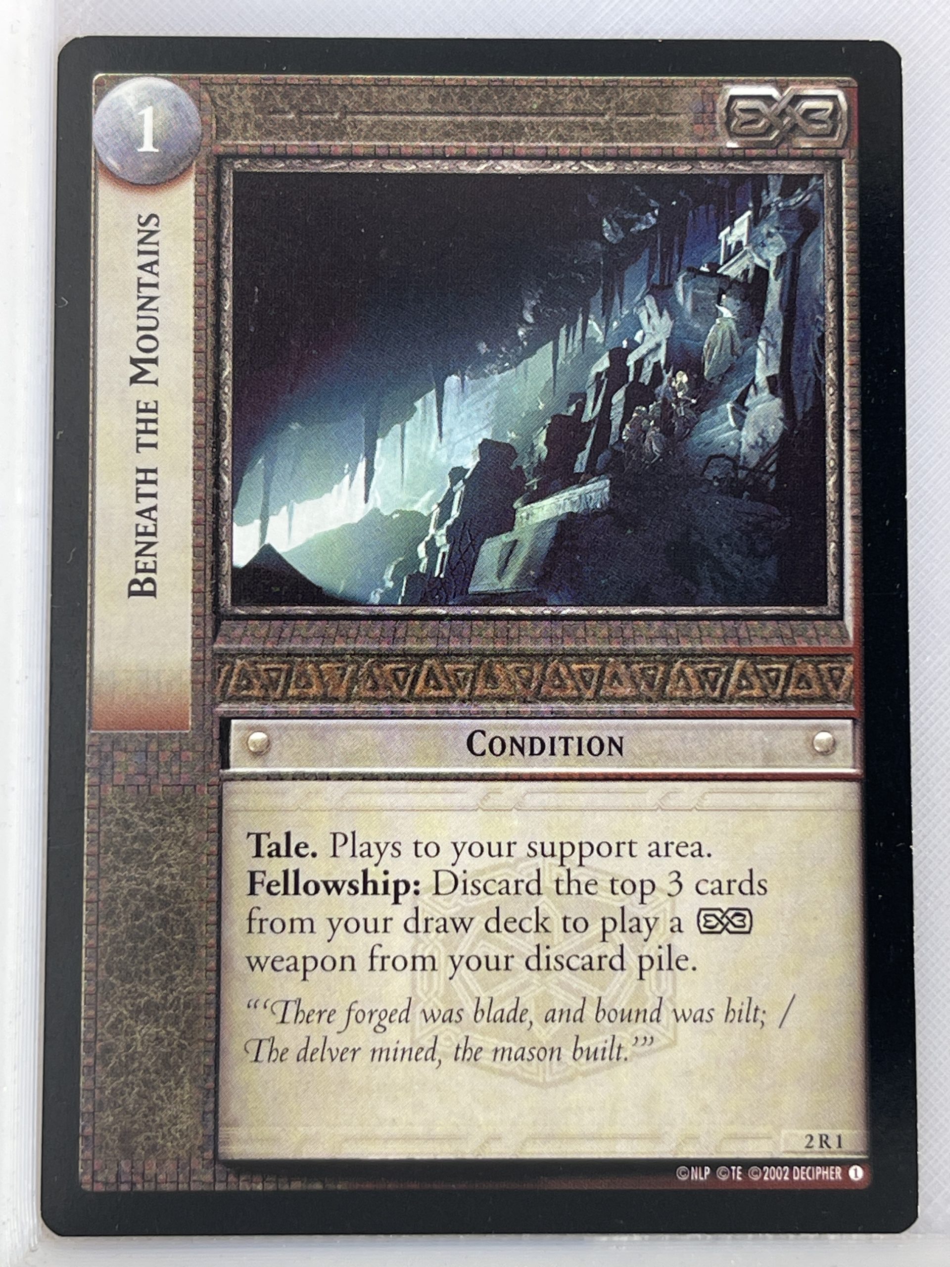 LORD OF THE RINGS TCG MINES OF MORIA RARE CARD 2R1 BENEATHTHE MOUNTAINS lp