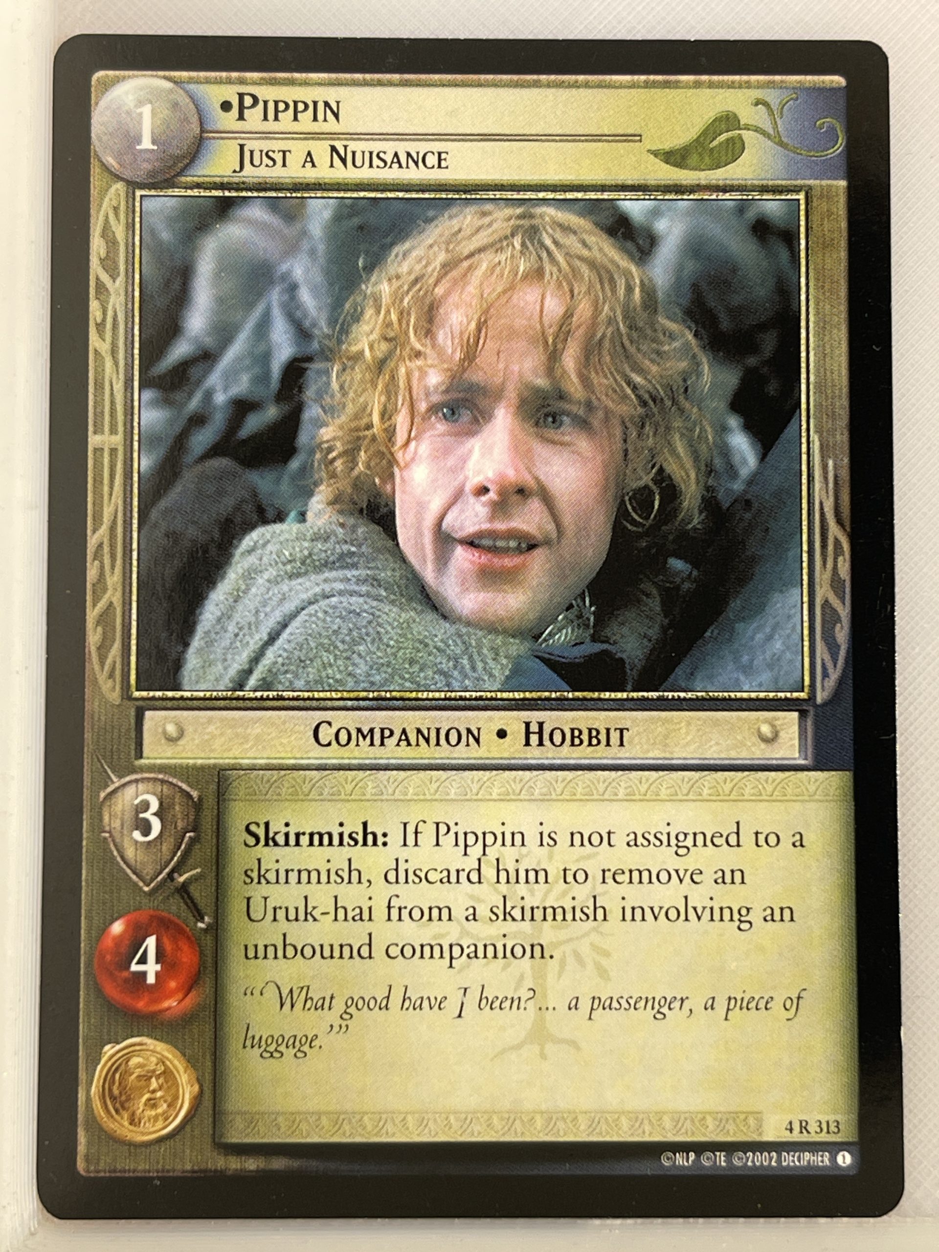LORD OF THE RINGS TCG TWO TOWERS RARE CARD 4R313 PIPPIN lp