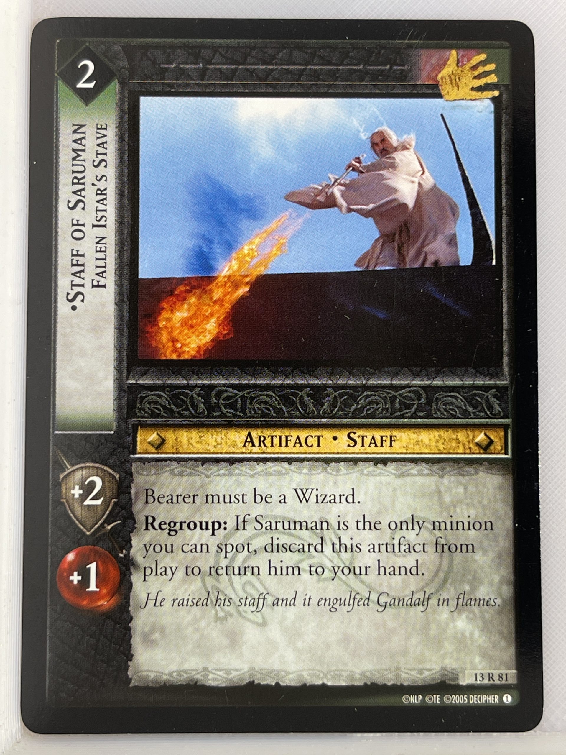LORD OF THE RINGS TCG BLOODLINES RARE CARD 13R81 STAFF OF SARUMAN lp